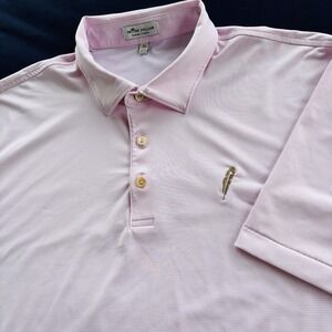 Peter Millar XL Chechessee Creek Golf Polo Pink Stripe Summer Comfort Shirt